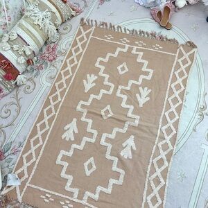 Urban Outfitters Pink and White Geometric Rug